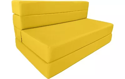 Twin Lounger Folding Foam Mattress Flip  Sofa Beds Sit Sleep 6x39x80 Yellow • $198