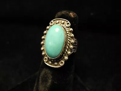 Vintage STERLING TURQUOISE RING Size 5 Native American Indian Hippie Boho D1237 • $26