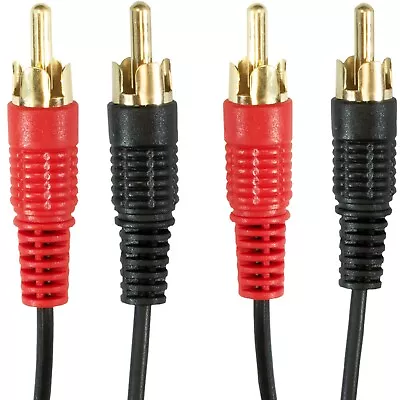 2 X RCA AUDIO CABLE Twin Phono Stereo Speaker Amp Lead HDTV HiFi GOLD 0.5m - 20m • £3.24