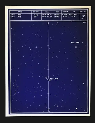 Astronomy Deep Sky Star Chart No. 3 Constellation Sculptor Galaxy - Sarna Map  • $9.99