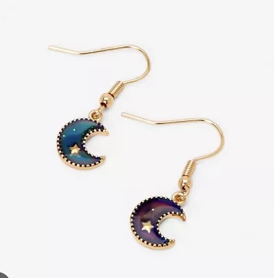 Claire’s Gold 0.5  Mood Star Moon Drop Earrings Christmas Birthday  • $17.99