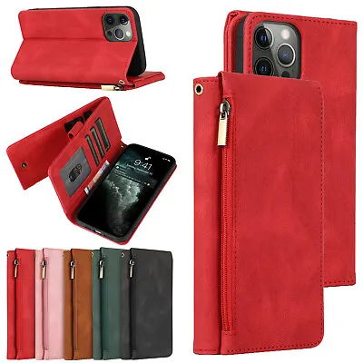 $13.19 • Buy Leather Zip Card Holder Flip Cover Case For IPhone 11 12 13 Pro Max XR X 8 Plus