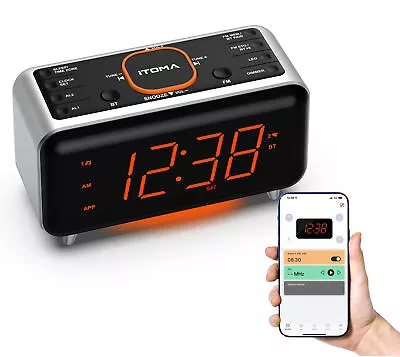 Bedside Alarm Clock Snooze Digital FM Radio LED Display Tabletop W/App Control • $55.19