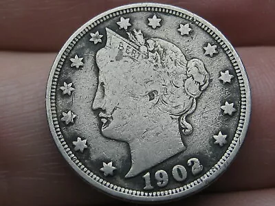 1902 Liberty Head V Nickel 5 Cent Piece- VF Details • $7.69