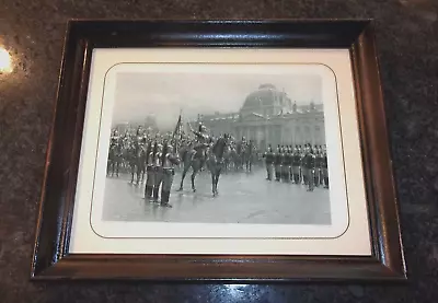 1893 -A. LOUSTAUNAU - VTG PRINT -  PRESENTING COLORS TO THE RECRUITS  -16  X 13  • $20