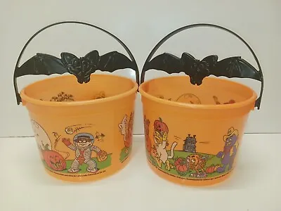 Set Of 2 Vintage 2001 McDonalds Halloween Happy Meal Buckets/Pails – Bat Handles • $26.99