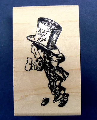 P13 Alice In Wonderland Mad Hatter 2x1   WM Rubber Stamp • $11