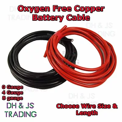 0 4 8 Gauge Battery Earth Power Cable 0AWG 4AWG 8AWG Oxygen Free Copper OFC Wire • £11.99