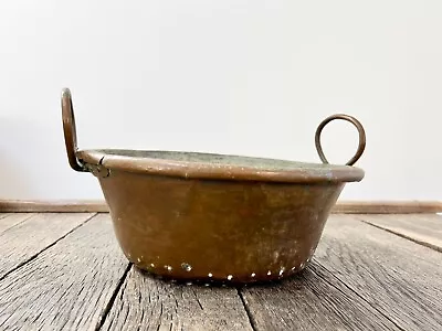 Antique Copper Colander - 12 1/2  Heavy Copper Bowl - Antique Copper Rolled Lip • $154.99