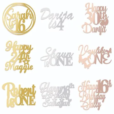 £3.89 • Buy Personalised Cake Toppers Happy Birthday Acrylic Mirror Cake Topper Decoration