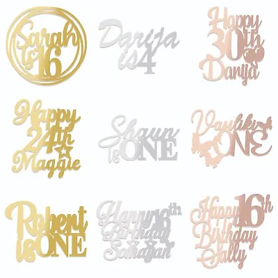 Personalised Cake Toppers Happy Birthday Acrylic Mirror Cake Topper Decoration • £3.25