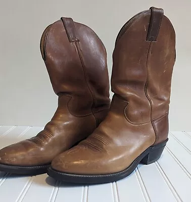 Justin Cowboy Boots Men's 10 1/2 D Style 3250 Tan Leather Western Boots • $47.69