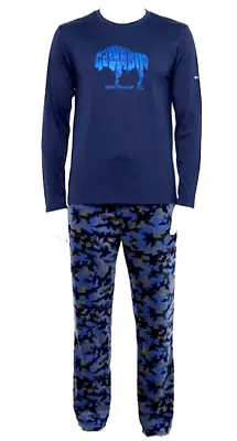 Columbia Pajama Set Men Large Knit Top Fleece Pants Night Tide Camouflage $68 • $17.99