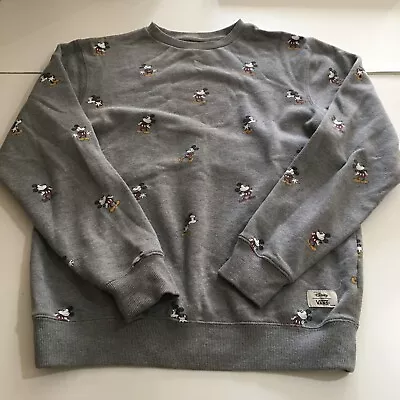 Vans Disney  Mickey Mouse Womens Small Gray Sweatshirt Crewneck Pullover • $15.95