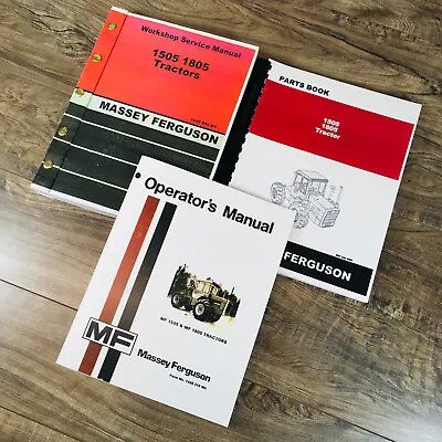 Massey Ferguson 1505 1805 Tractor Service Parts Operators Manual Repair Shop Set • $93.97