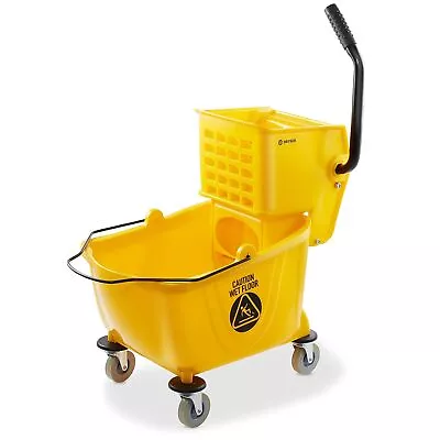 Commercial Mop Bucket With Side Press Wringer 26 Qt Yellow • $54.99