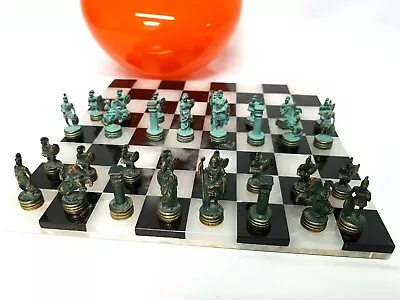 Vintage Metal Brass Greek Roman Figure Chess Set • $95