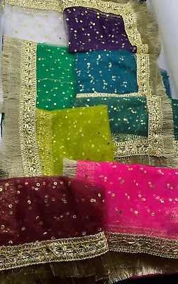 Double Gota Rukhsati Dupatta Scarf Nikkah Bride Dulhan Shadi Pakistani Veil • £14.99