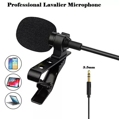 Lavalier Lapel Microphone Mini Stereo Clip On Mic Condenser For IPhone X Samsung • £3.11