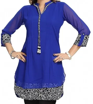 Stylish Kurti Ladies Dress Ethnic Ethnic Wear Fashion Top SC1030 Blue Free Deliv • £25.96