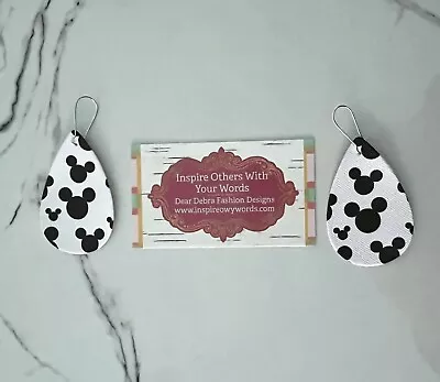 Mickey Mouse Ears Light Weight Faux Leather Dangle Earrings • $2.75