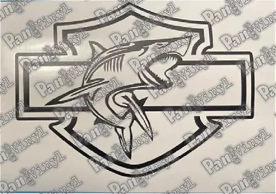 Harley With Shark Logo #1 Vinyl Decal - Motorcycle Helmet - Harley Davidson • $7.50