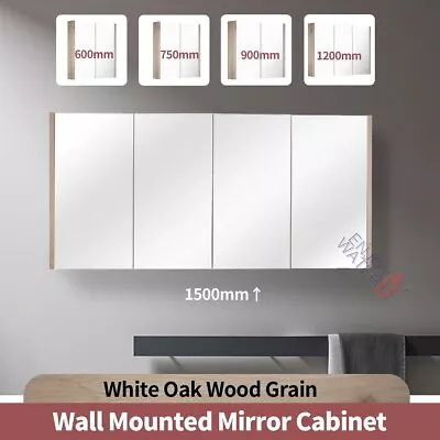 White Oak Bathroom Pencil Edge Mirror Shaving Medicine Wall Hung Storage Cabinet • $687