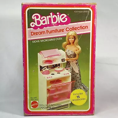 Vintage 1982 Barbie Dream House Furniture Kitchen Stove Microwave Oven Pink Box • $25.99