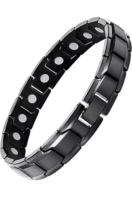 Feraco Mens Magnetic Bracelet Effective Titanium Steel Magnet Bracelets Black • $19.99