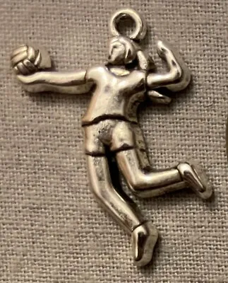 VOLLEYBALL PLAYER Jewelry Charm Or Pendant - Pewter Charm ⅞ X ½  • $8.99