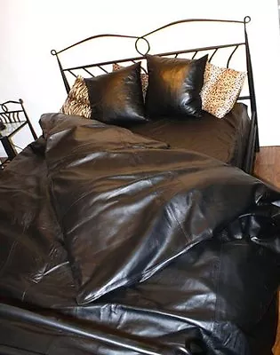 NAPPA LEATHER BED SHEET With PILLOW Cases And Duvet Over 100% Genuine • $652.68