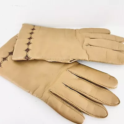 Vintage Brown Leather Womens Gloves • $15