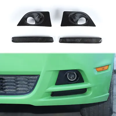 Front Fog Light Lamp Cover Trim Bezel For Ford Mustang 2010-2014 Carbon Fiber X4 • $37.99