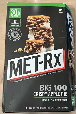 MET-Rx Big 100 Meal Replacement Bars 4 Crispy Apple Pie 3.52 Oz Each 30g Protein • $19.99