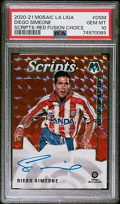 2020-21 Panini Mosaic La Liga Diego Simeone Scripts Red Fusion Auto PSA 10 • $129.99