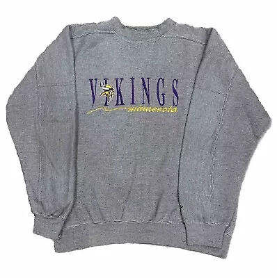 Logo Athletics Minnesota Vikings Size XL Gray Fleece Lined Sweatshirt VTG Vintag • $29