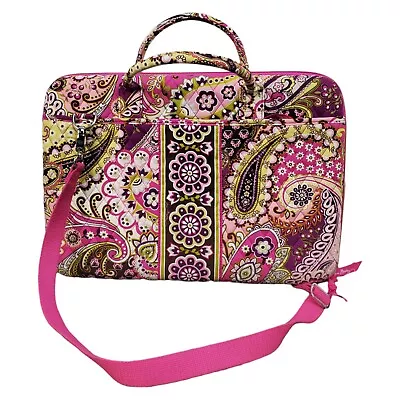 Vera Bradley Laptop Bag Women Pink Paisley Quilted Carry On Adjustable Strap EUC • $38.92