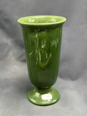 Vintage Avocado Green Haeger Pottery Vase MCM Glossy Pedestal • $34