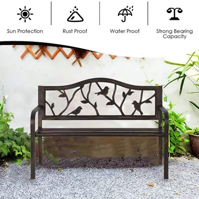 50  Patio Garden Bench Park Yard Outdoor Furniture Steel Frame Porch Chair • $97.75