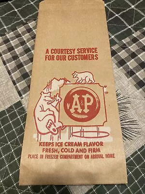 Vintage Bag A&P Ice Cream Sack Frozen Cold Drive-in Restaurant • $5