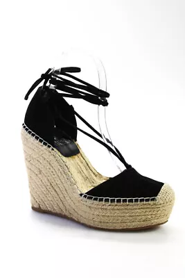 Vince Camuto Women's Closed Toe Lace Up Platform Wedge Sandals Black Size 6.5 • $40.81