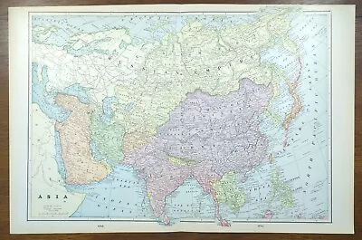 Vintage 1903 ASIA Map 22 X14  ~ Old Antique Original BHUTAN TIBET NEPAL INDIA • $24.43