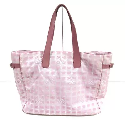 Auth CHANEL New Travel Line Tote TGM A15826 Pink Nylon Leather Tote Bag • $241