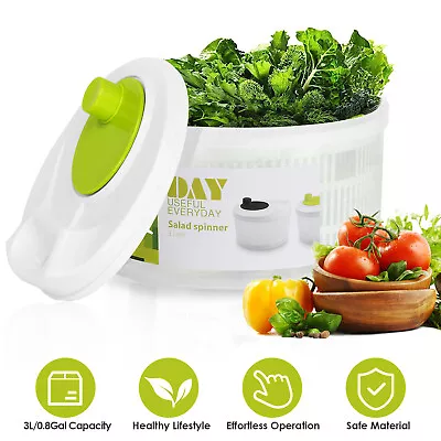 0.8Gal Salad Spinner Fruit Vegetable Washer Lettuce Drainer Hand Dryer Portable • $21.17