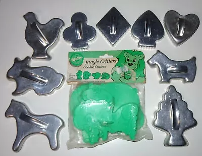 9 Vtg Mirro? Cookie Cutters New Wilton Jungle Critter Animals Cheetah Hippo Dog • $6.95