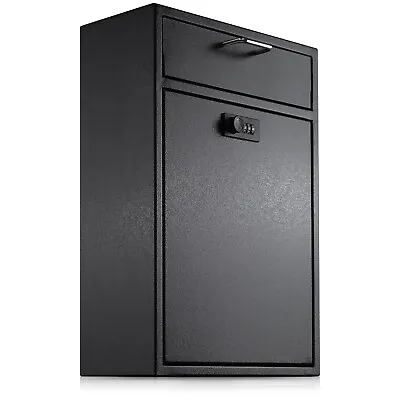 Mailbox Slot Drop Box Wall Mount Secure Locking Cabinet Heavy Duty Steel Black • $69.99