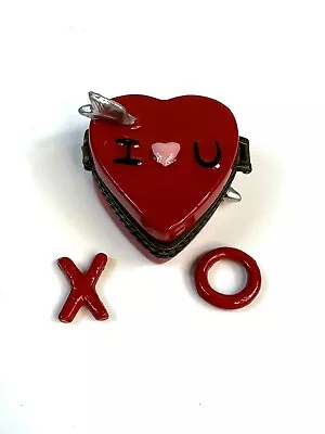 Porcelain Hinged Trinket Box Red Heart I Love You Cupid Arrow X And O Trinkets • $39.99