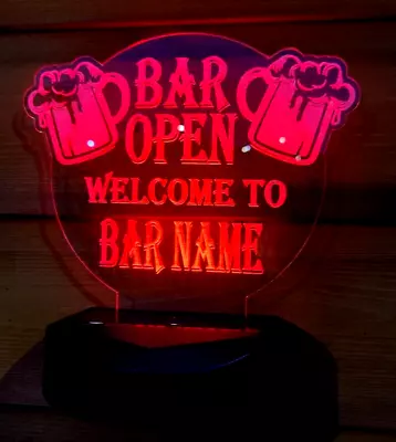 Bar Open Solar Light Up Customised Sign Led Garden Mancave Pub Sign Waterproof • £24.99