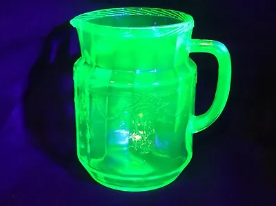 Vintage Uranium Vaseline Glass Green Cameo Ballerina Pitcher Juice Jug Water • $45