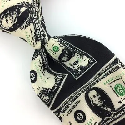 Beverly Polo Tie Money Dollars Bill Black Green Novelty Necktie Ties H3-465 New • $19.99
